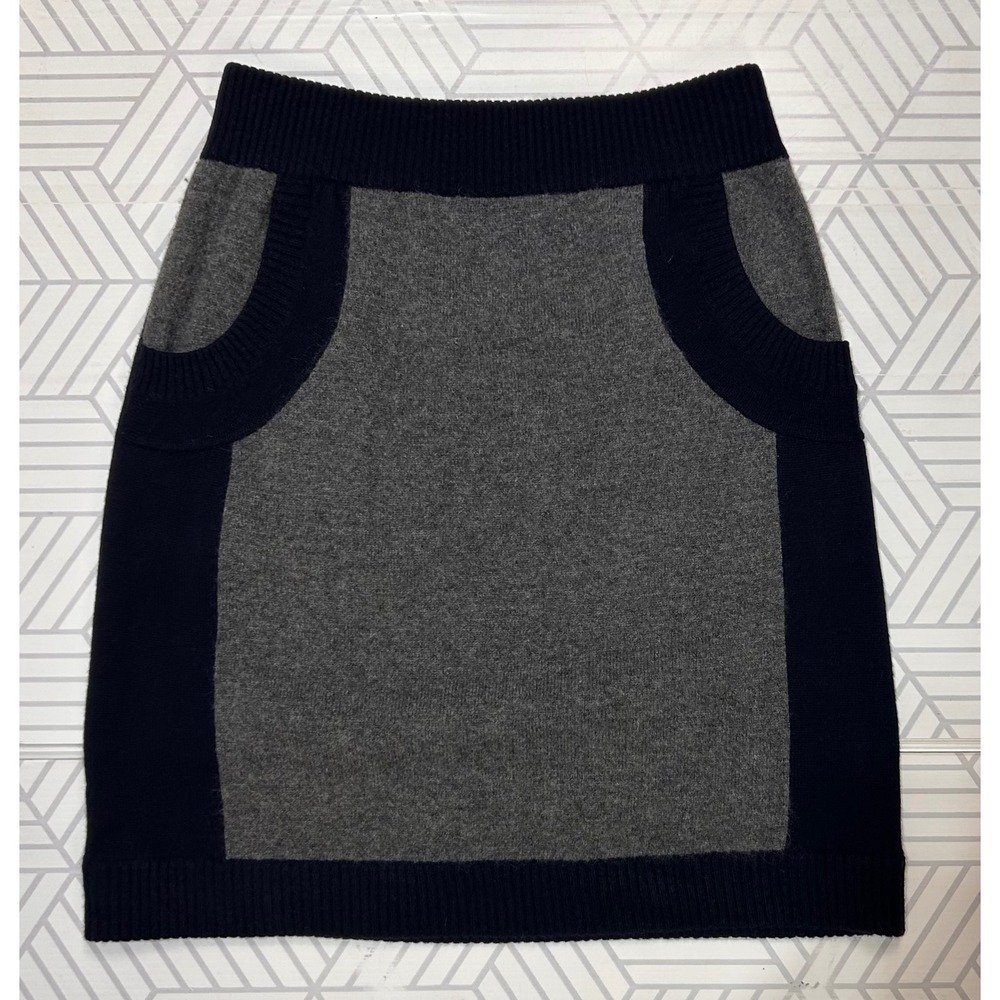 TSE Women's size S 100% Cashmere Mini Skirt Navy‎ Gray Winter b6